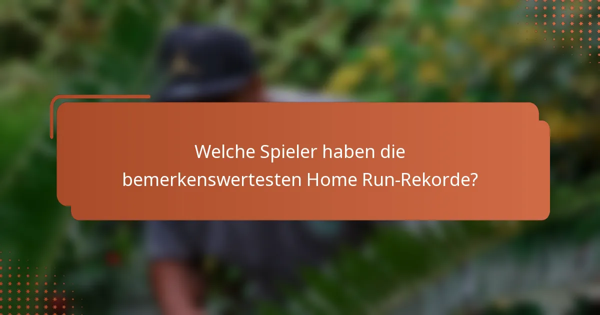 Welche Spieler haben die bemerkenswertesten Home Run-Rekorde?